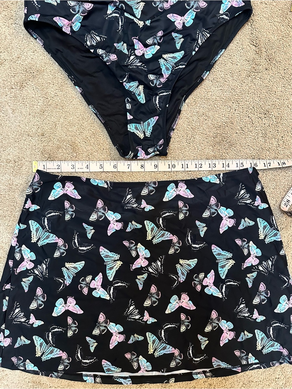 VS PINK Butterfly Push-Up Halter High V-Waist Cheeky Bikini Set W/Skirt L/XL - Picture 6 of 7
